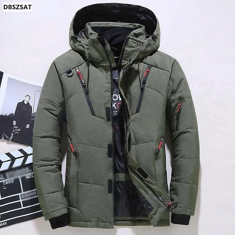 CHAQUETA DE 20 GRADOS DOWN MALE WINTER PARKAS MEN WHITE DUCK DOWN JACKET HOODED OUTDOOR THICK WARM PADDED SNOW COAT OVERSIZE M