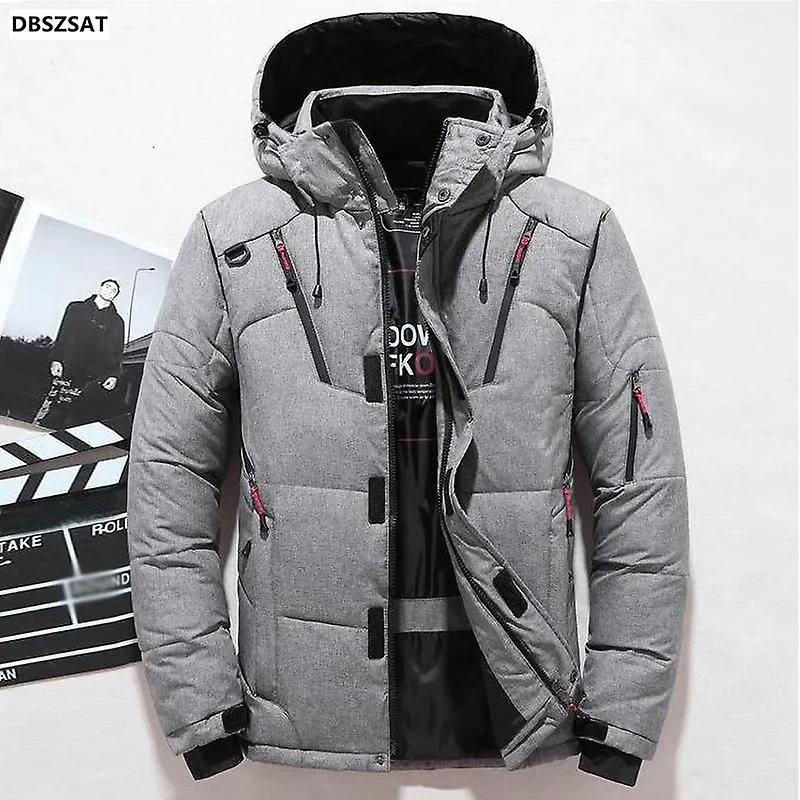 CHAQUETA DE 20 GRADOS DOWN MALE WINTER PARKAS MEN WHITE DUCK DOWN JACKET HOODED OUTDOOR THICK WARM PADDED SNOW COAT OVERSIZE M