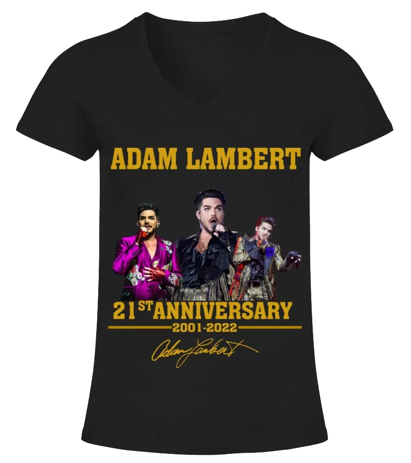 ADAM LAMBERT 21ST ANNIVERSARY Camiseta cuello pico Mujer