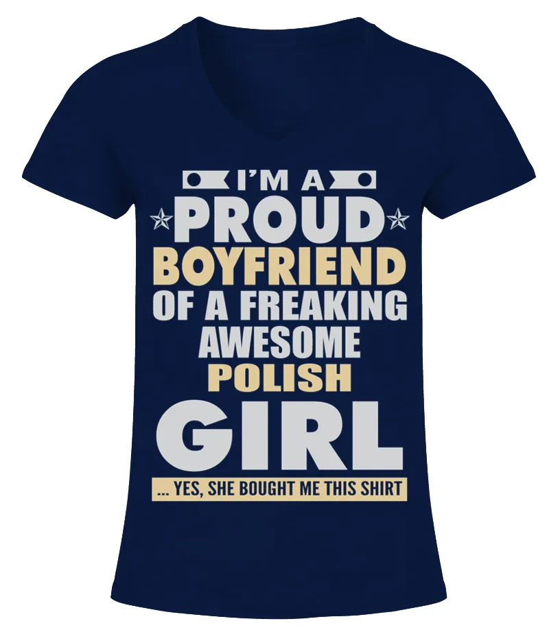 BOYFRIEND OF POLISH GIRL T SHIRTS Camiseta cuello pico Mujer