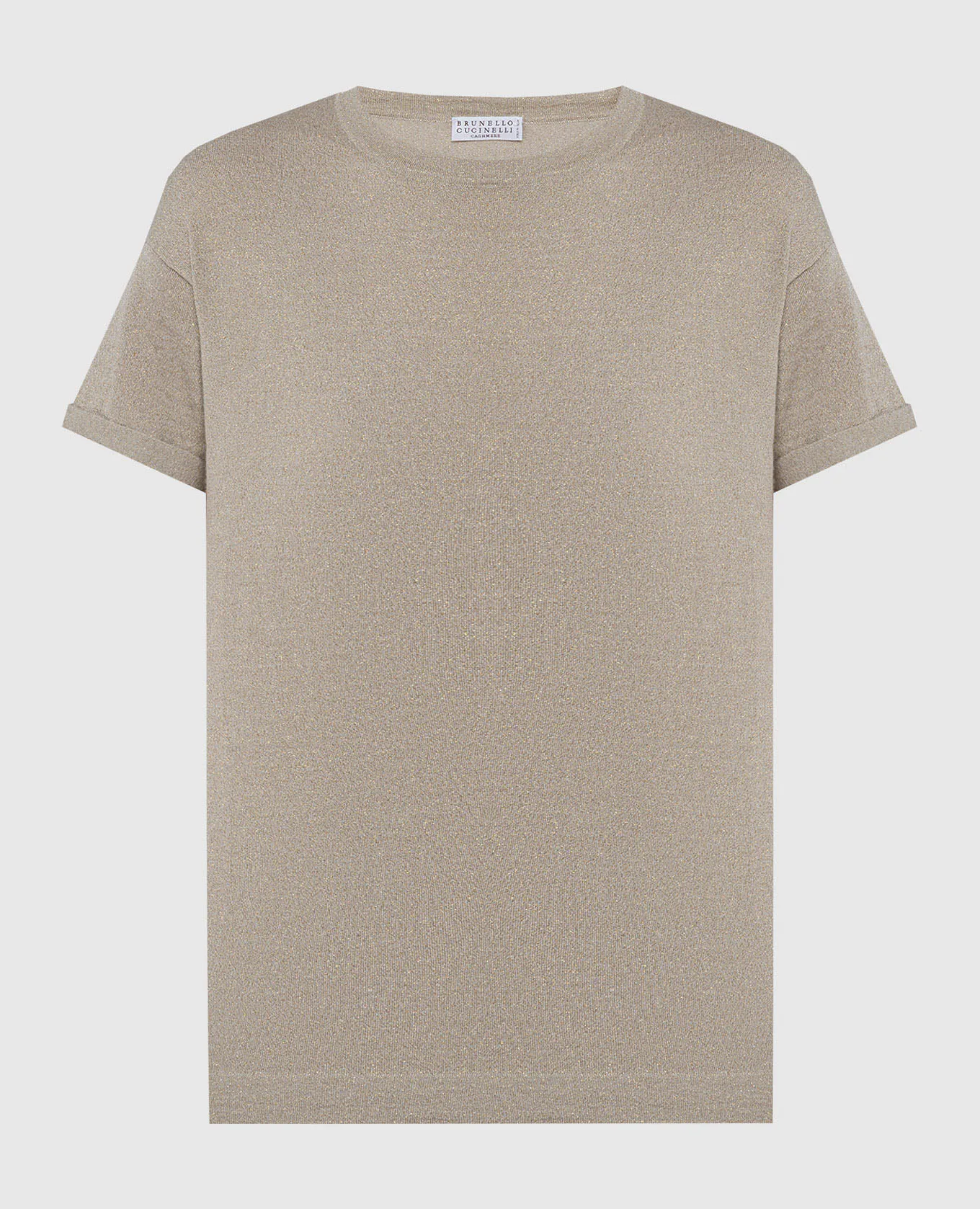 BRUNELLO CUCINELLI BEIGE TSHIRT WITH CASHMERE AND SILK WITH LUREX