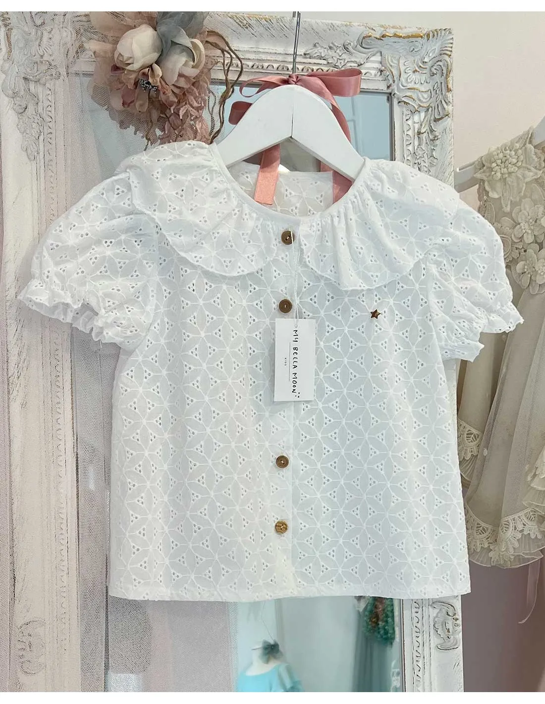 Camisa Ceremonia Blanca Perforada My Bella Moon