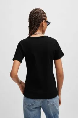 Camiseta de algodón con logo apilado bordado