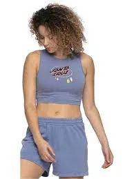 CAMISETA  SANTA CRUZ  CORTA PARA MUJER BARBED OVAL DOT VEST REF SCA WVE 0505 NAVY WASHVIOLETA