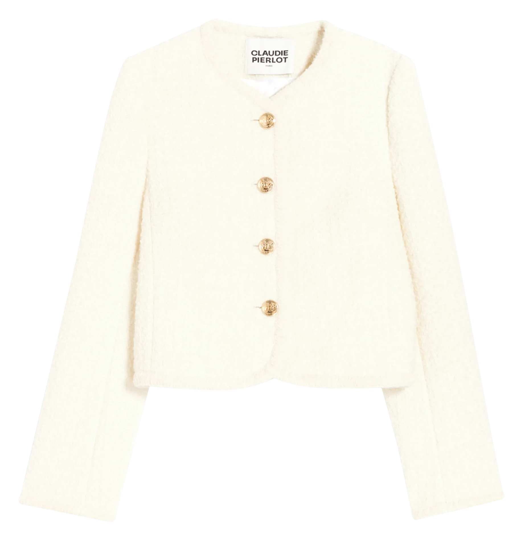 Chaqueta con cuello redondo en blanco
