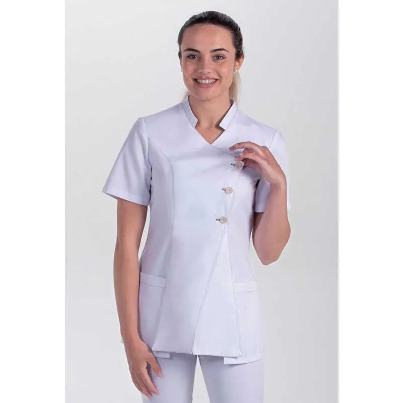 CHAQUETA LABORAL ASIA BLANCA CON PESPUNTES  DYNEKE