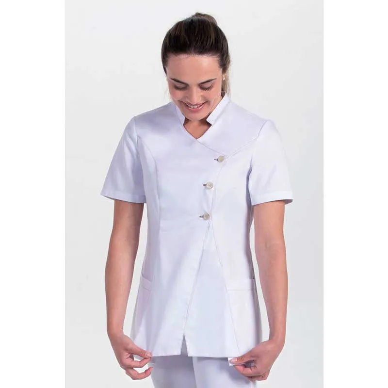 CHAQUETA LABORAL ASIA BLANCA CON PESPUNTES  DYNEKE