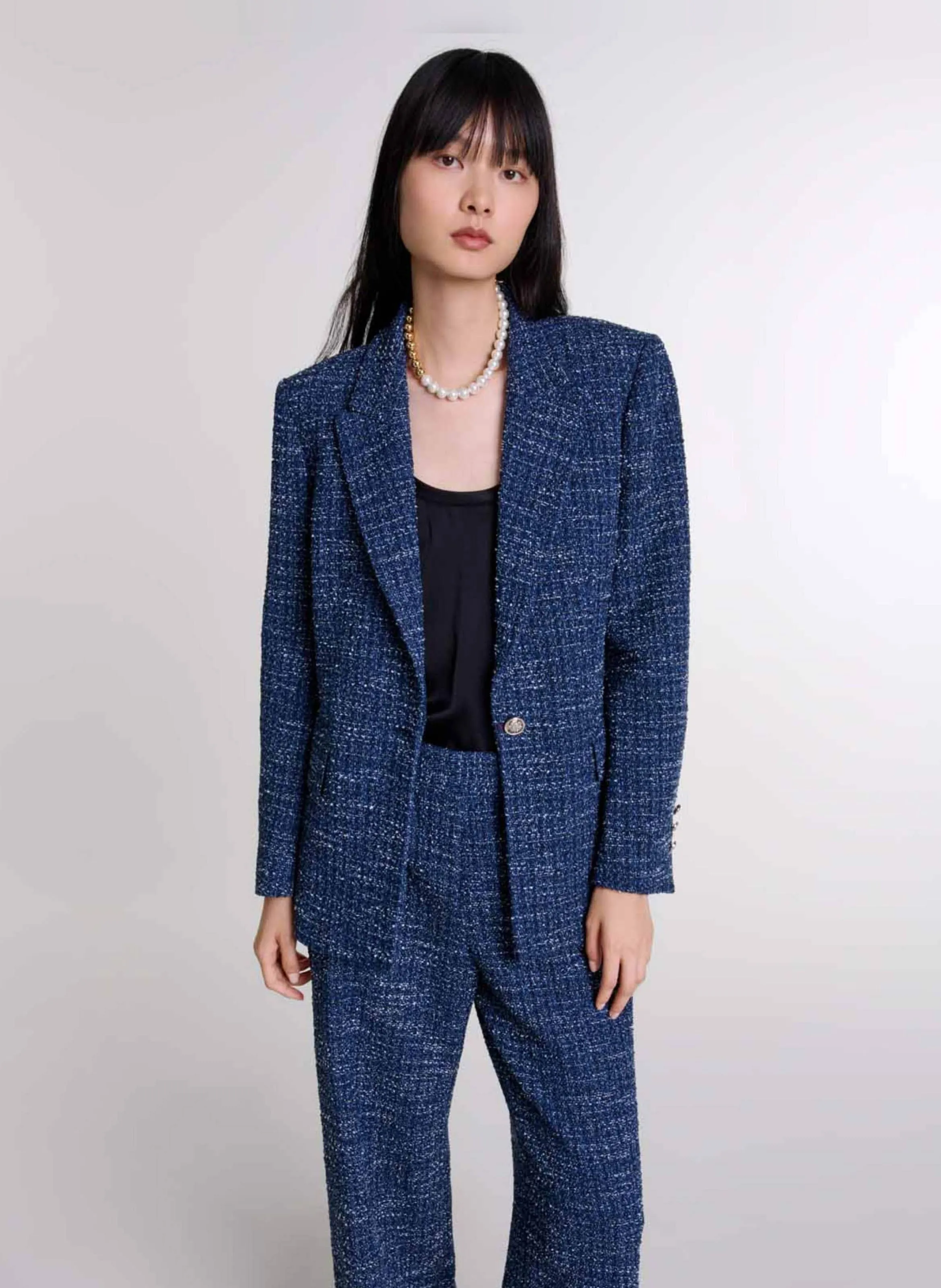Chaqueta sastre de tweed en azul