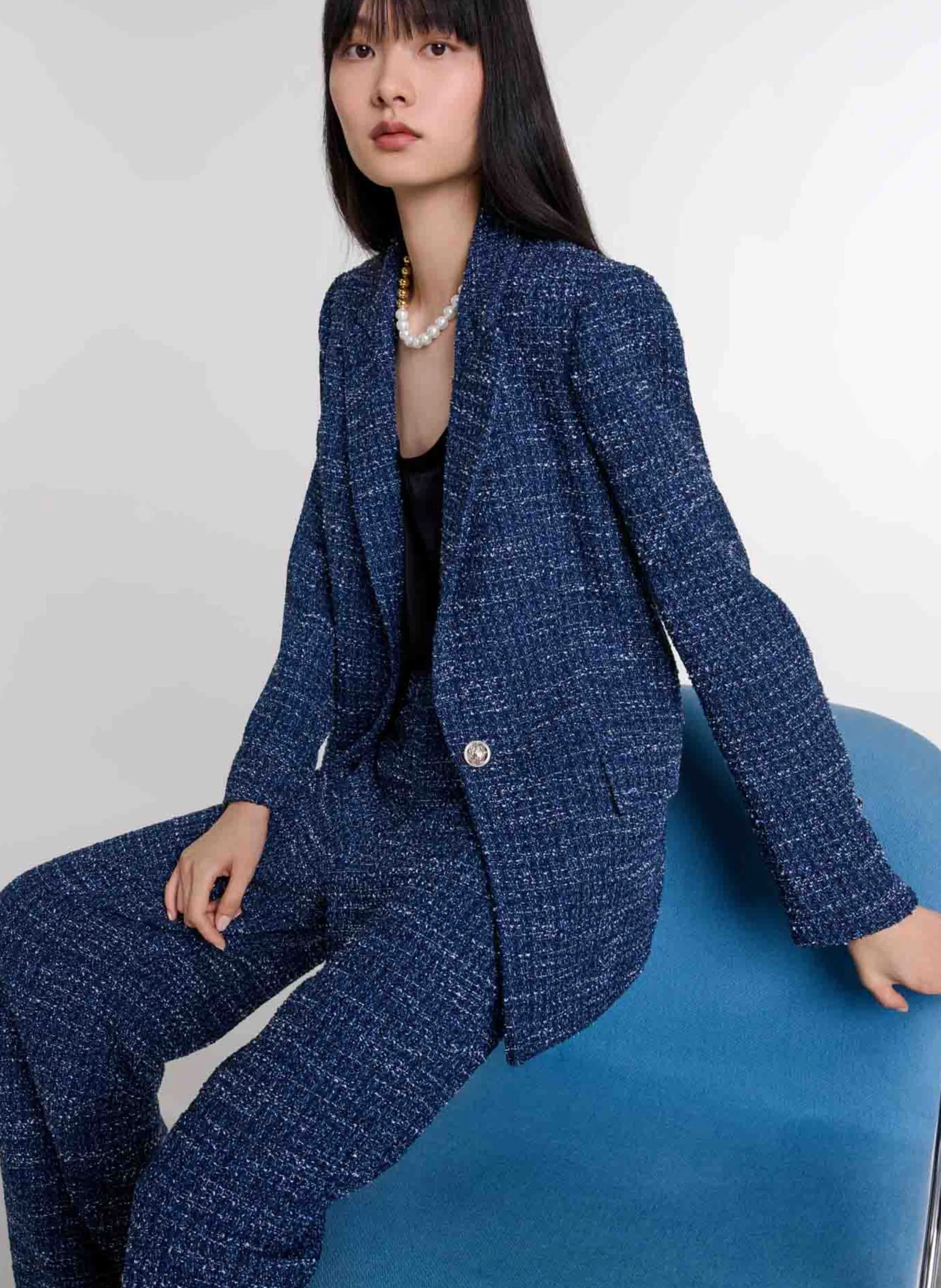 Chaqueta sastre de tweed en azul