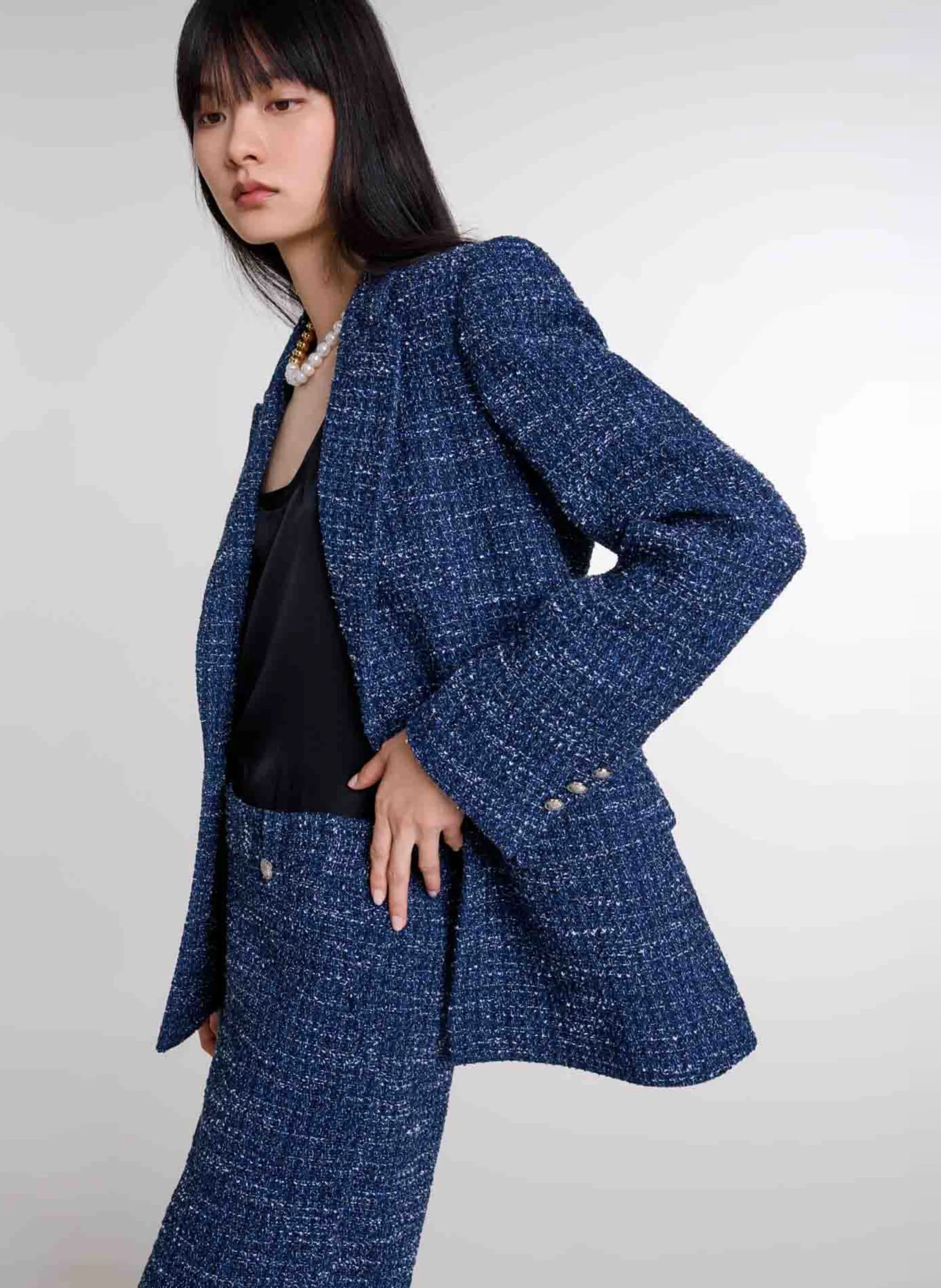 Chaqueta sastre de tweed en azul