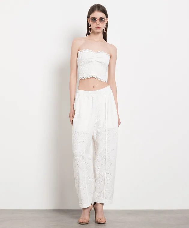 Charo Ruiz Areth white top with broderie embroidery
