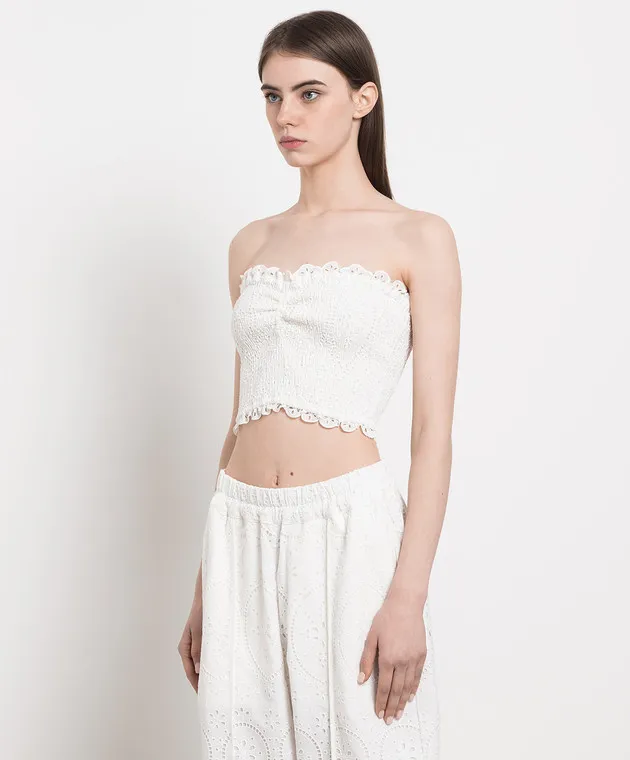 Charo Ruiz Areth white top with broderie embroidery