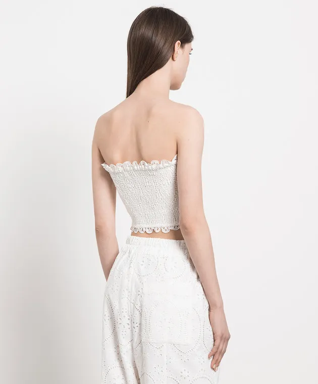 Charo Ruiz Areth white top with broderie embroidery