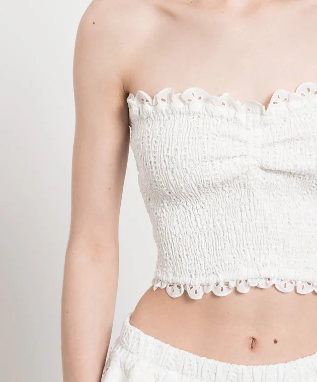 Charo Ruiz Areth white top with broderie embroidery