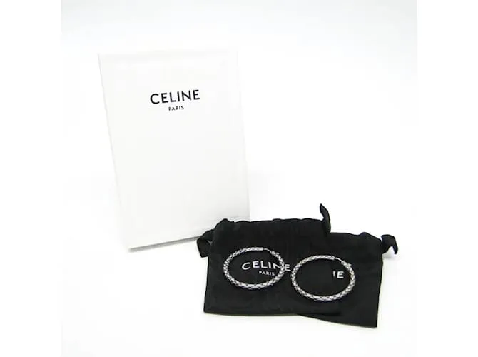 Céline Pendientes de aro de metal plateado Celine Plata 