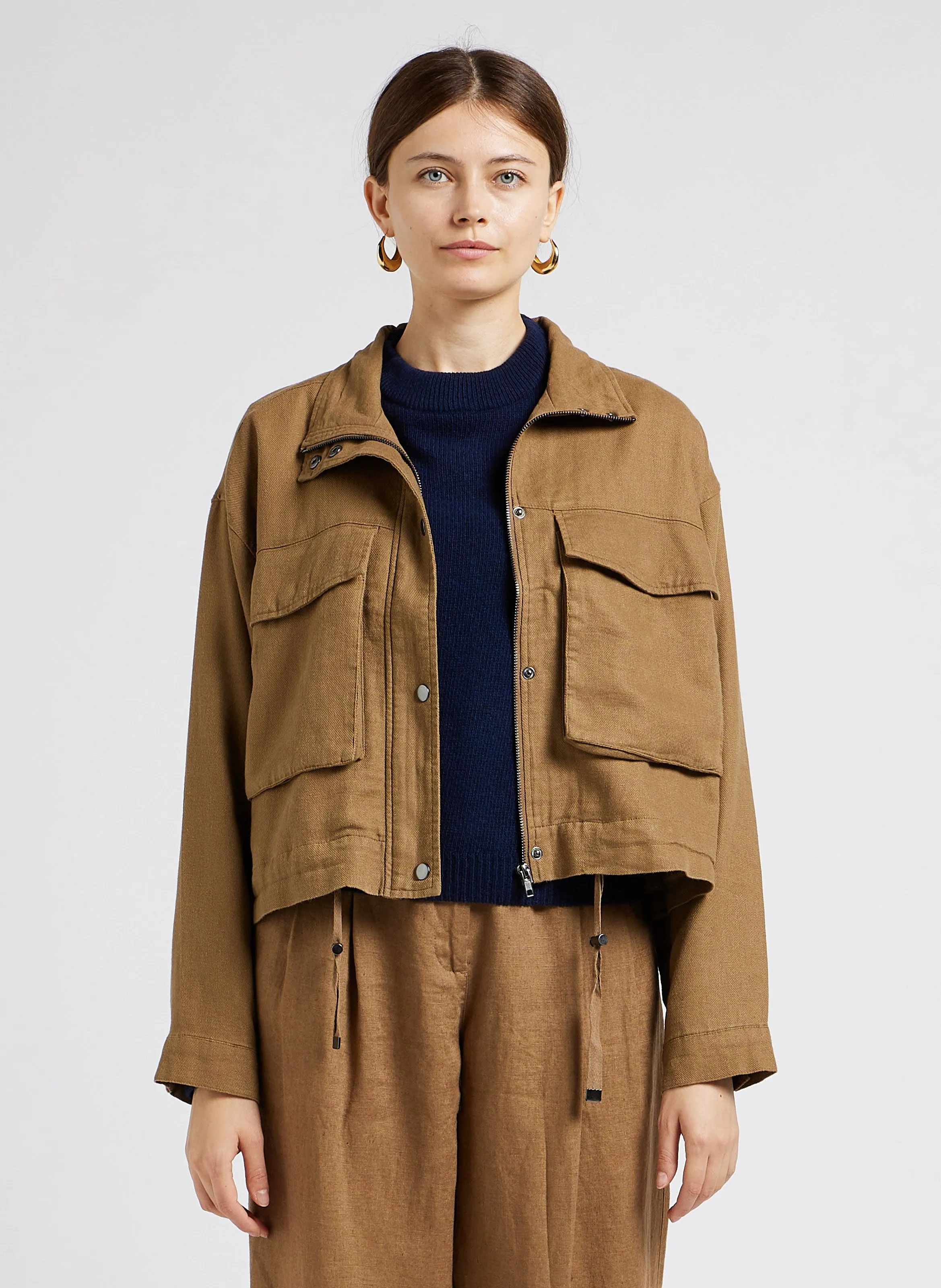 ELOUISE  CHAQUETA HOLGADA CON CUELLO ALTO EN MARRON