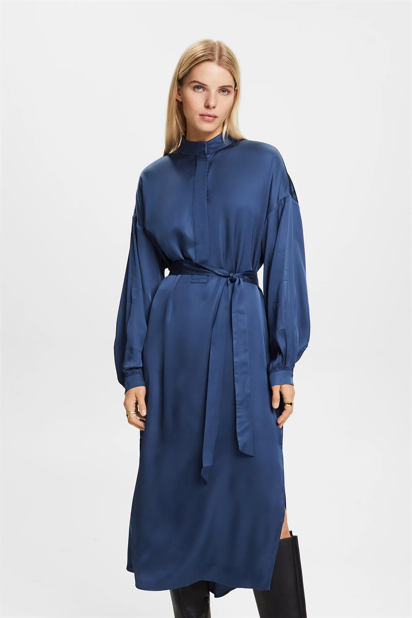 Esprit Vestido cuello perkins satinado viscosa
