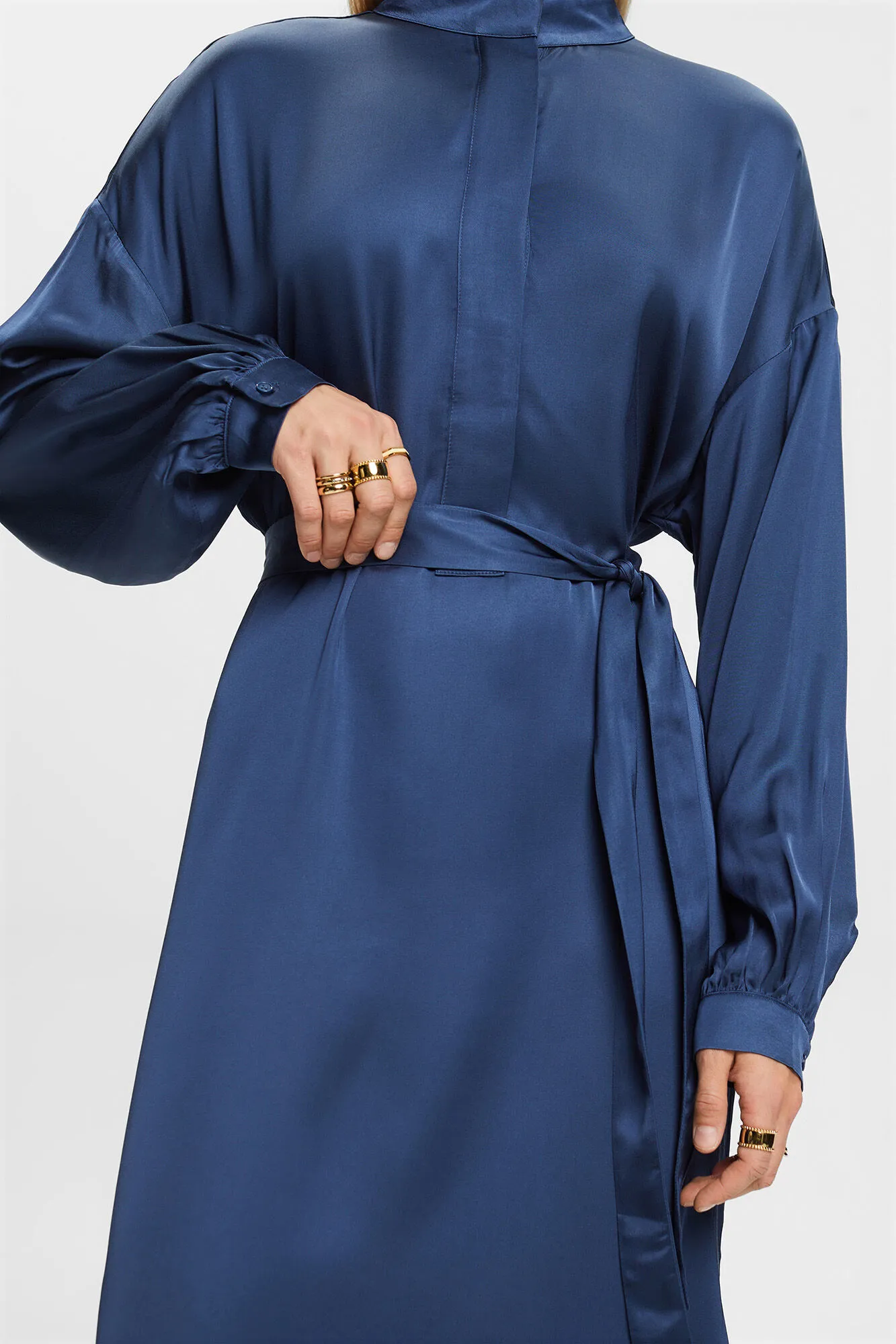 Esprit Vestido cuello perkins satinado viscosa