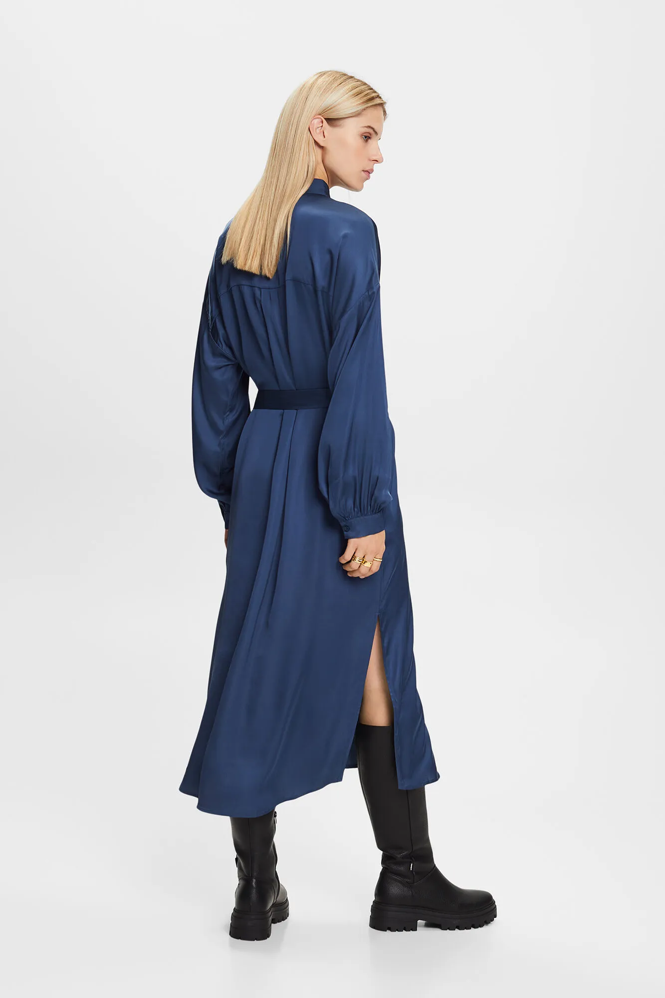 Esprit Vestido cuello perkins satinado viscosa
