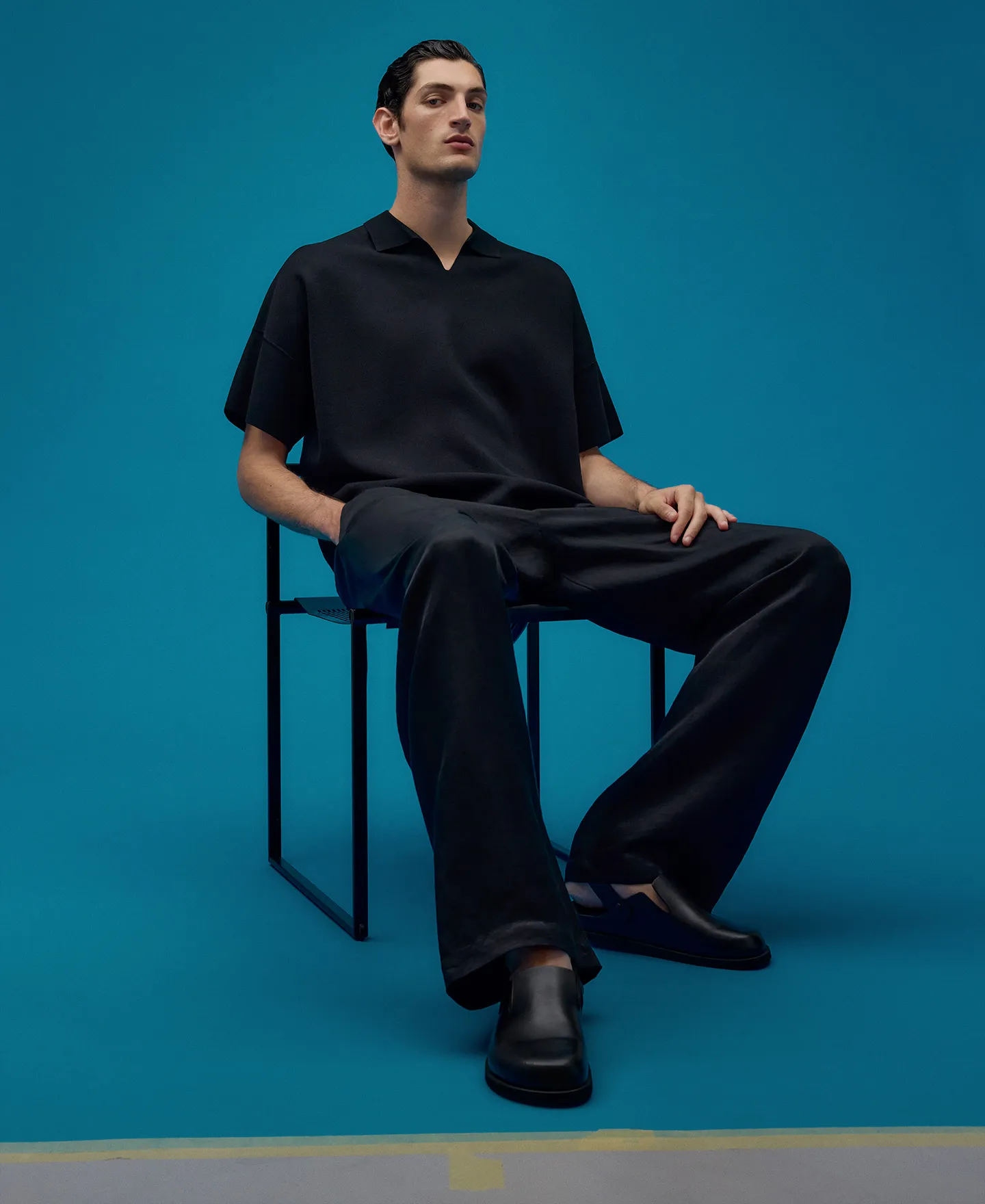 Knit oversize polo shirt man