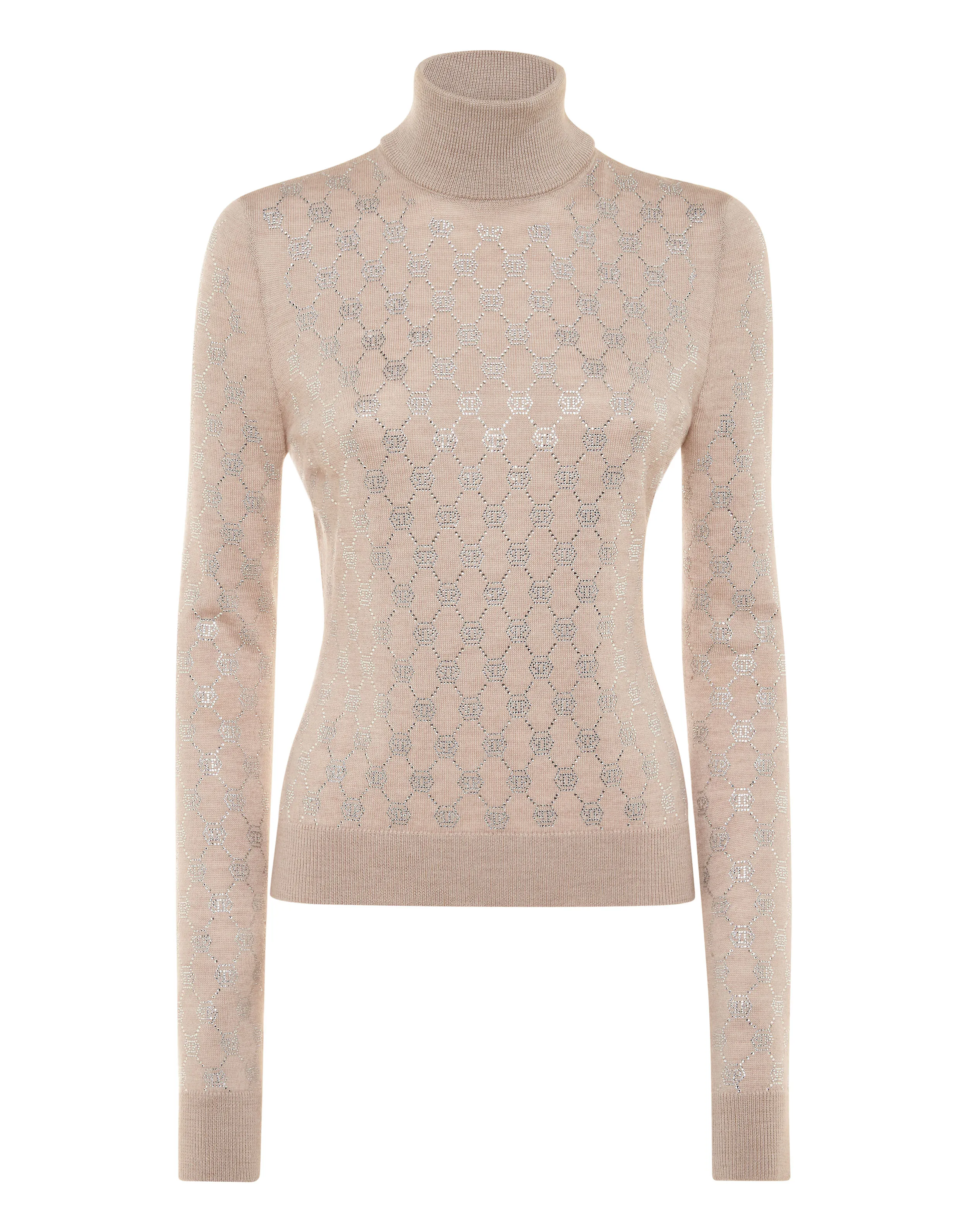Knitted Strass Top With Padded Shoulders Monogram