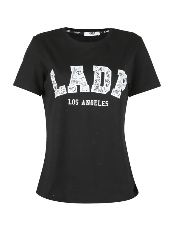 Ladp Camiseta de mujer de algodón con texto
