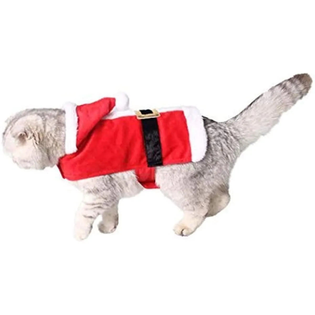 Lelestar Christmas Pet Clothes Cat Costume Cute Adjustable Santa Claus Clothes Pet Hoodie Coat for Small Medium Large Cats (Red)