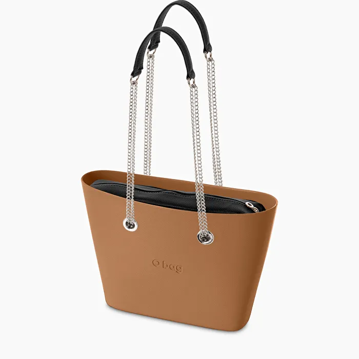 O bag urban galleta y negro efecto granulado