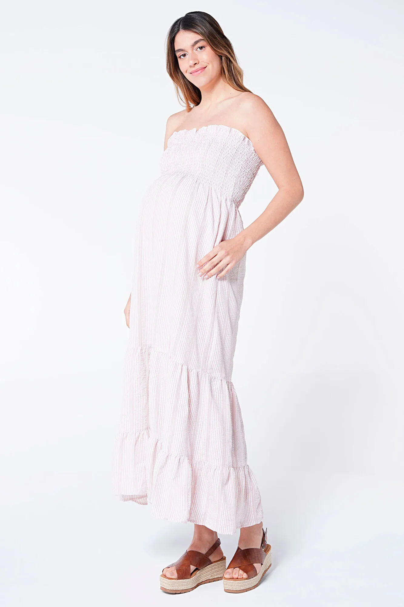 Ohma! Maxivestido maternity lactancia rayas
