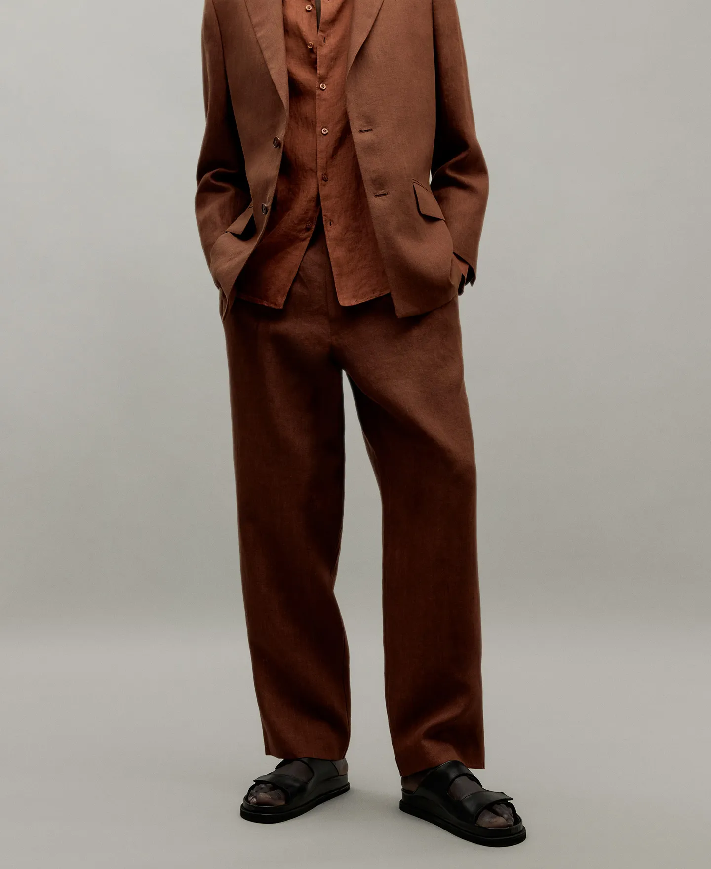 Pantalón sastre marrón hombre
