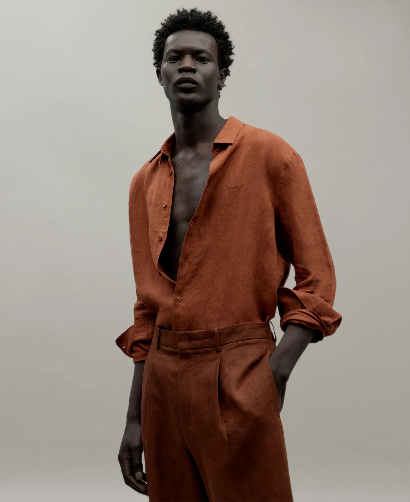 Pantalón sastre marrón hombre