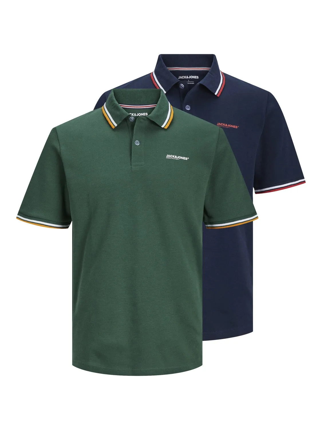 Paquete de 2 Camiseta Estampado Polo | Verde oscuro | Jack & Jones®
