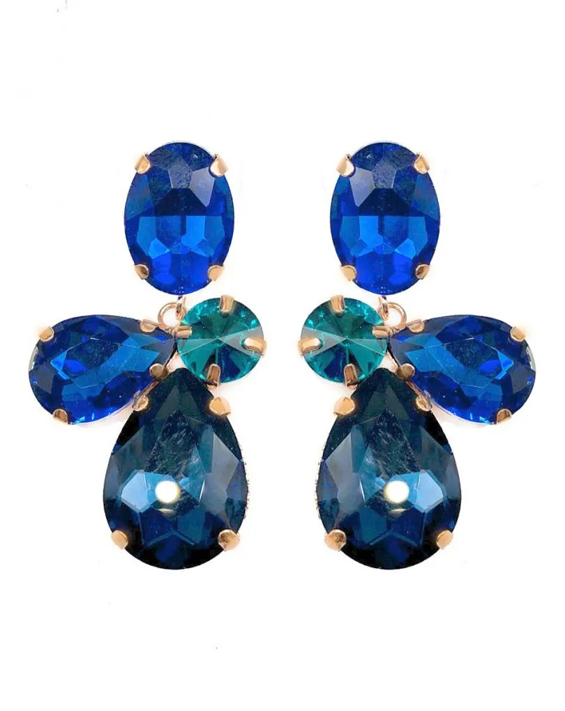 PENDIENTES AZULES DE FIESTA DISEÑO IRREGULAR
