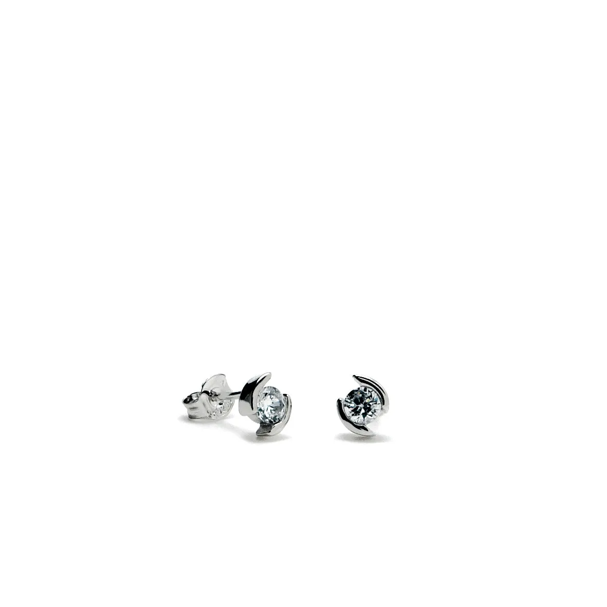 Pendientes brillantes pequeos diseo circonita central y grapas