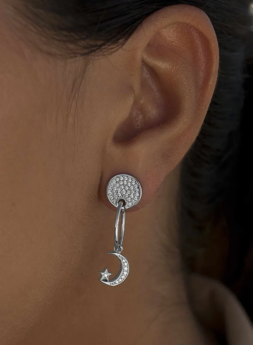 Pendientes con colgantes de plata  motivo circular con circonitas