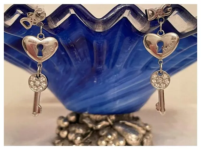 Pendientes con logo de llave de corazón de acero DOLCE & GABBANA Plata 