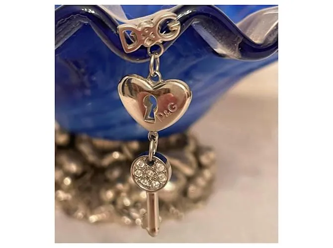 Pendientes con logo de llave de corazón de acero DOLCE & GABBANA Plata 