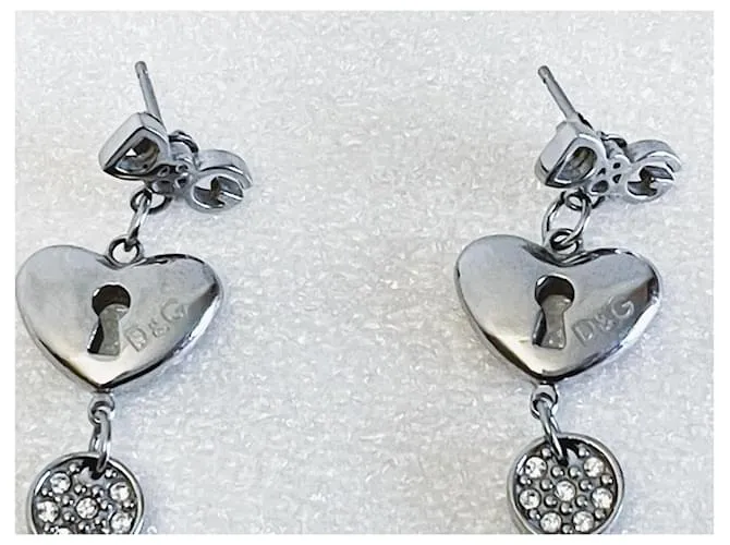 Pendientes con logo de llave de corazón de acero DOLCE & GABBANA Plata 