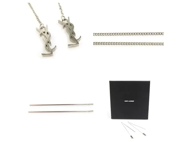Pendientes de aro plateados Yves Saint Laurent Plata 