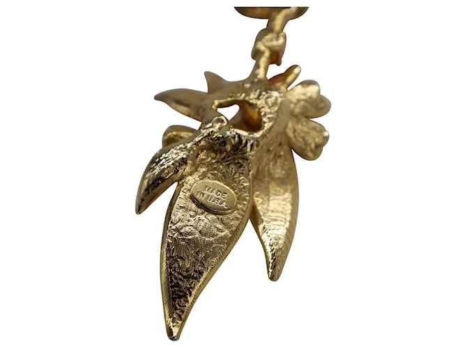Pendientes de clip colgantes florales de Oscar de la Renta en metal dorado 