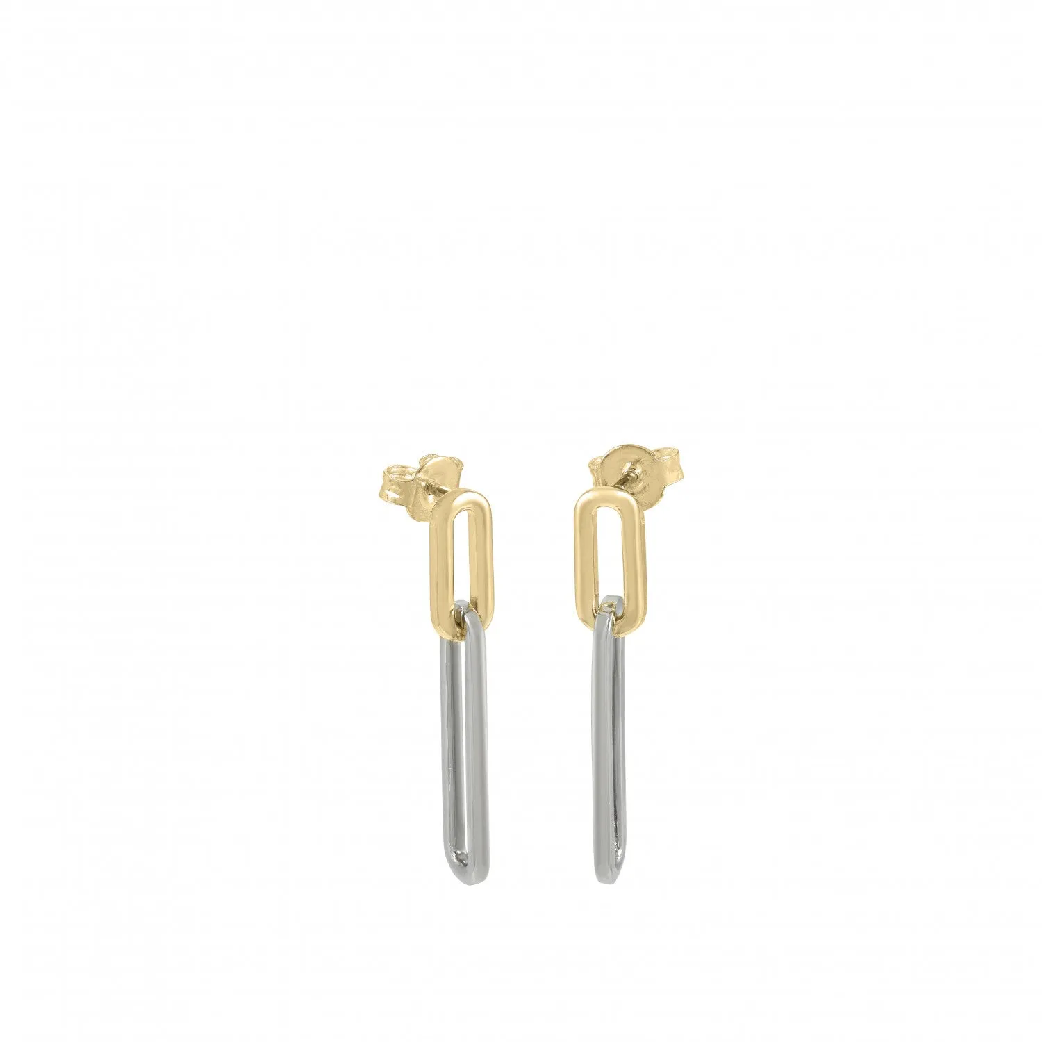 Pendientes largos de plata lisa diseo dorado doble