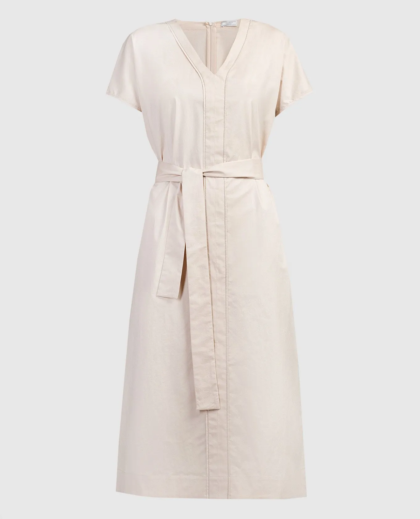 Peserico Beige midi dress with monil chain