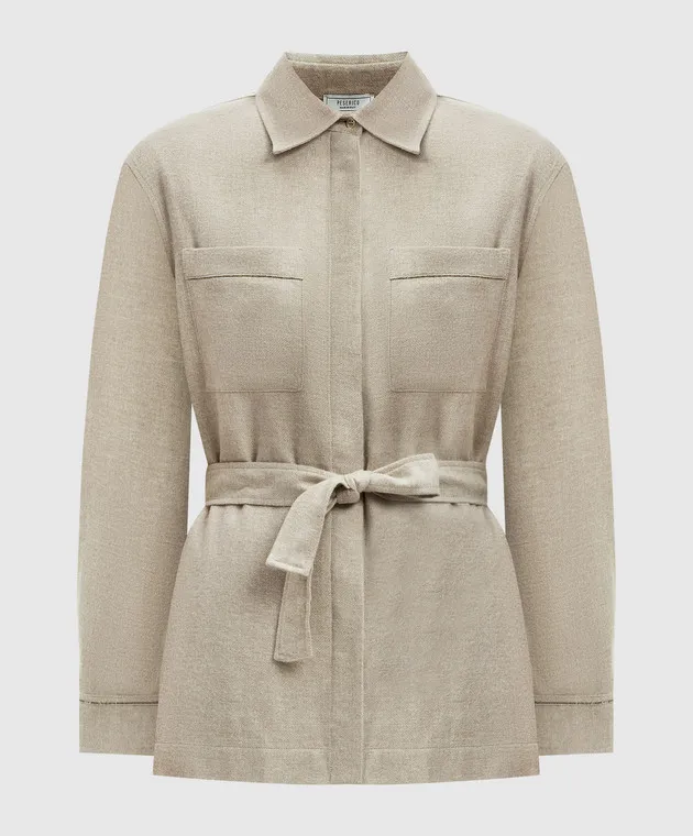 Peserico Beige wool shirt with monil chain