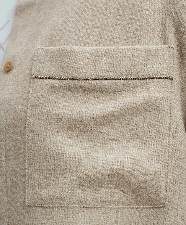 Peserico Beige wool shirt with monil chain