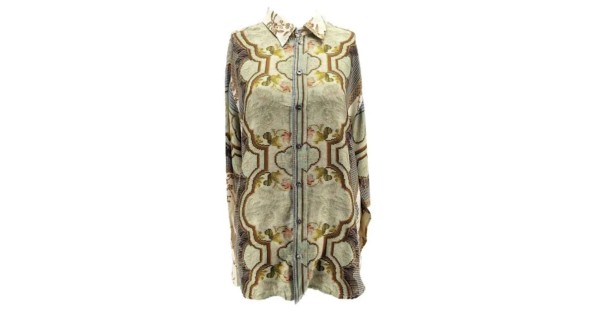 PIERRE LOUIS MASCIA Tops Camiseta.Seda M Internacional Beige 