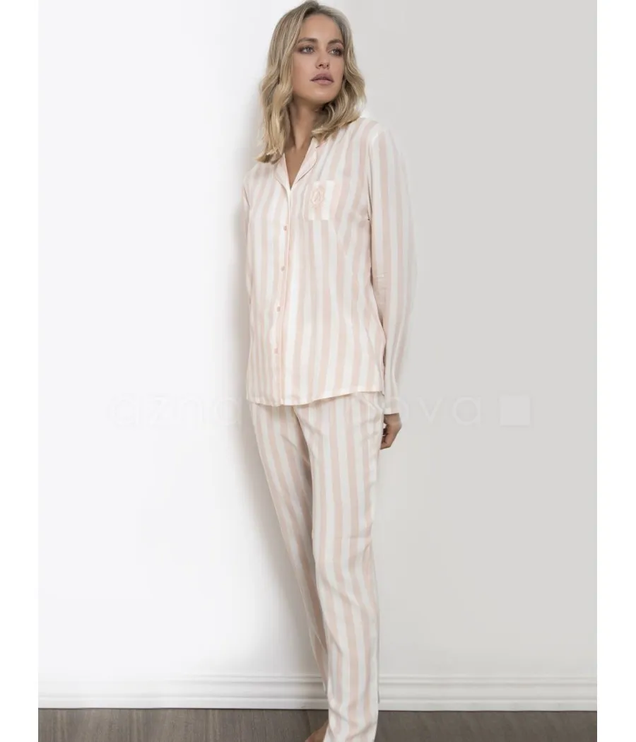 Pijama mujer Admas abierto rayas rosa viscosa