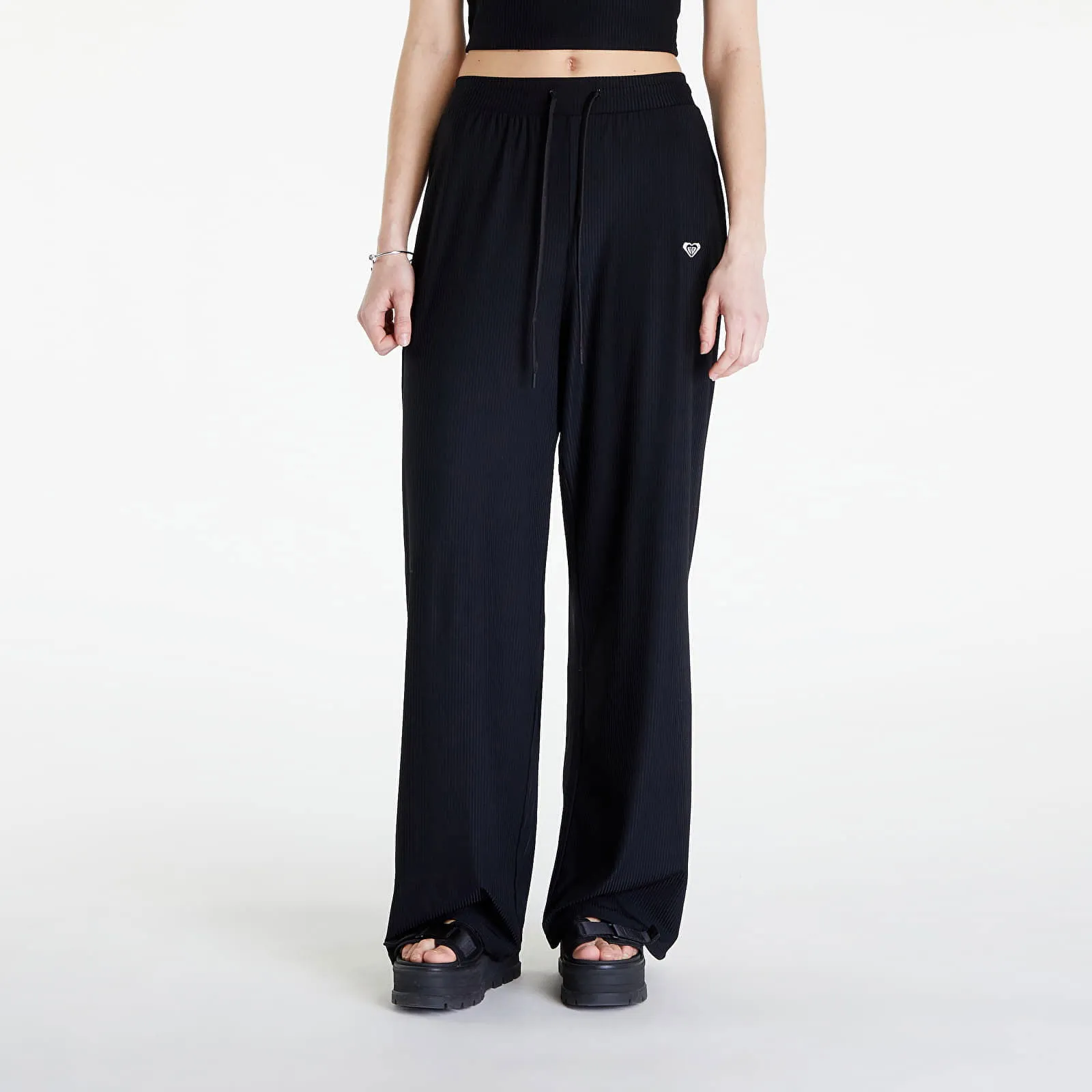 Roxy Rise & Vibe Rib Wide Leg Pants Black