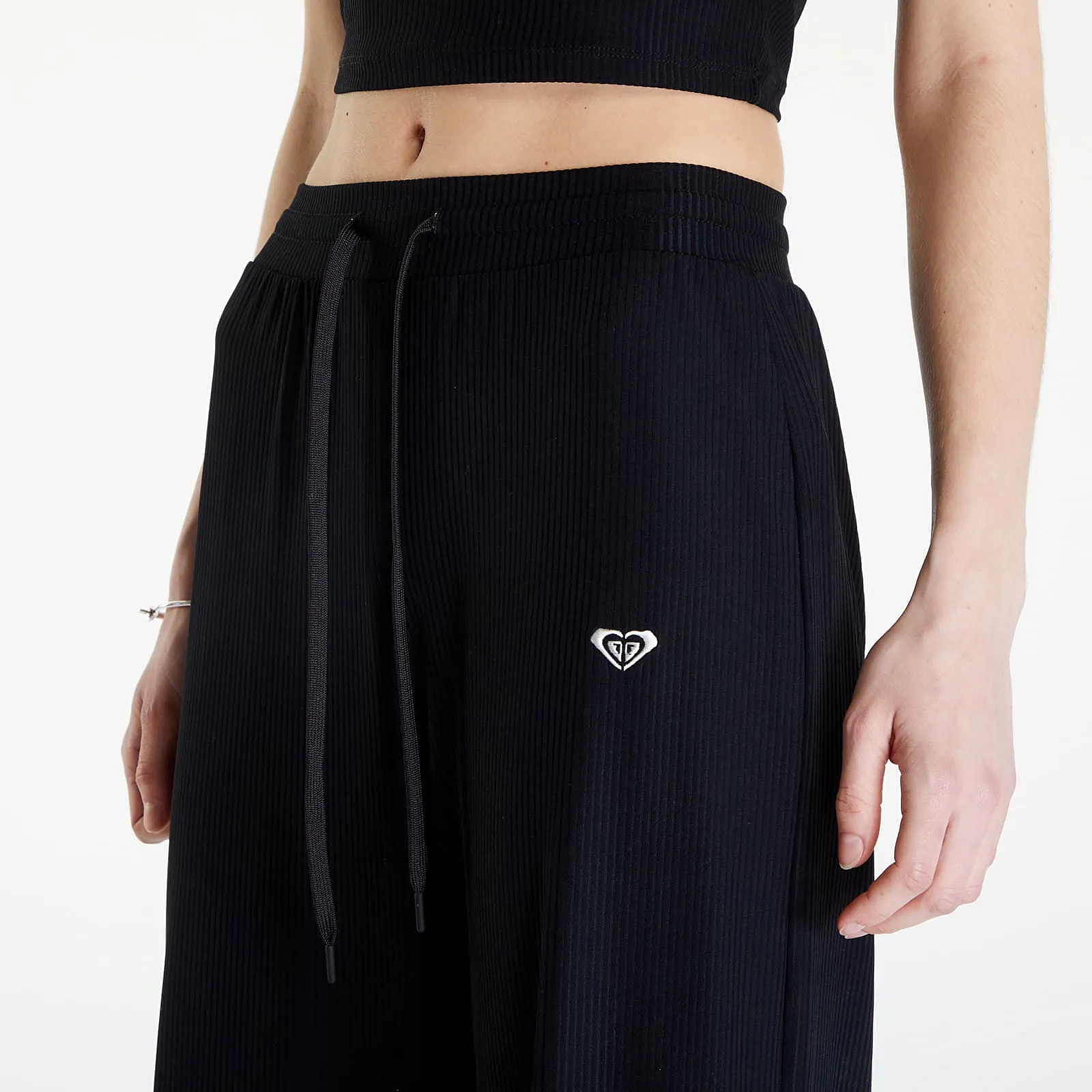 Roxy Rise & Vibe Rib Wide Leg Pants Black