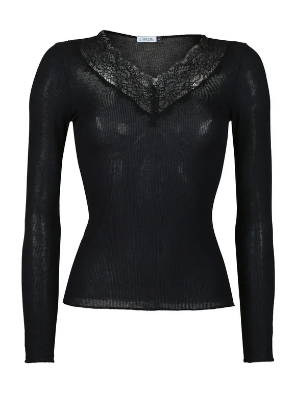Sublyme Camiseta mujer cachemir con encaje
