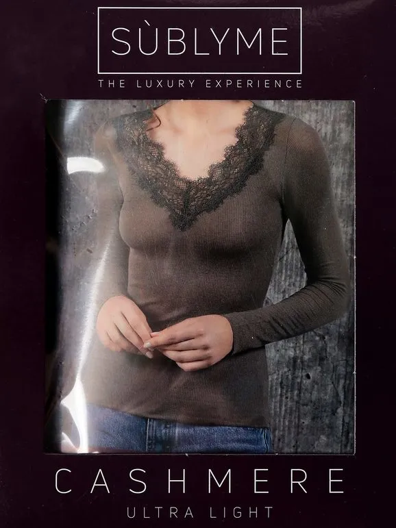 Sublyme Camiseta mujer cachemir con encaje